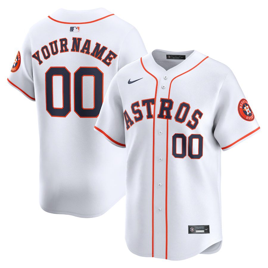 Men Houston Astros Nike White Home Limited Custom MLB Jersey